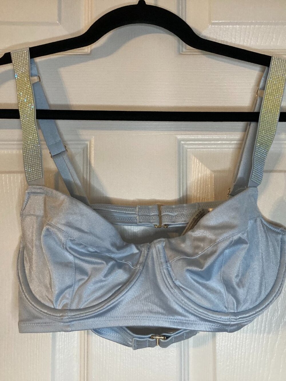 Victoria's Secret Women's Lt. Blue Shine Strap Wicked Push-Up Bikini Top - 32DD
